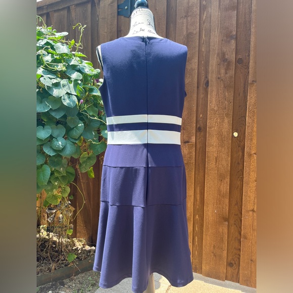 Lauren Ralph Lauren Stretch Jersey Sleeveless Midi Dress Navy Blue Size 12 EUC - Picture 2 of 6